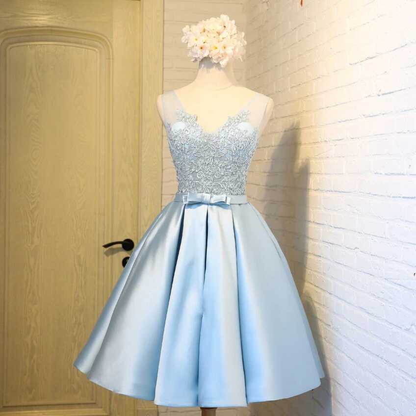 Sky Blue Short Lace Homecoming Dresses Cocktail Prom Dresses ...