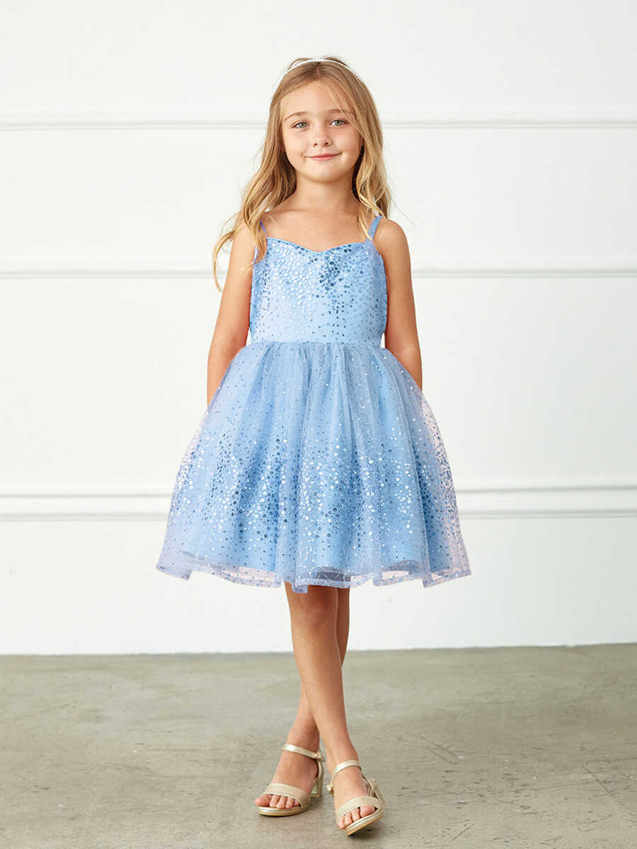 Sky Blue Short Length Flower Girl Dress 5825SB – Sparkly Gowns