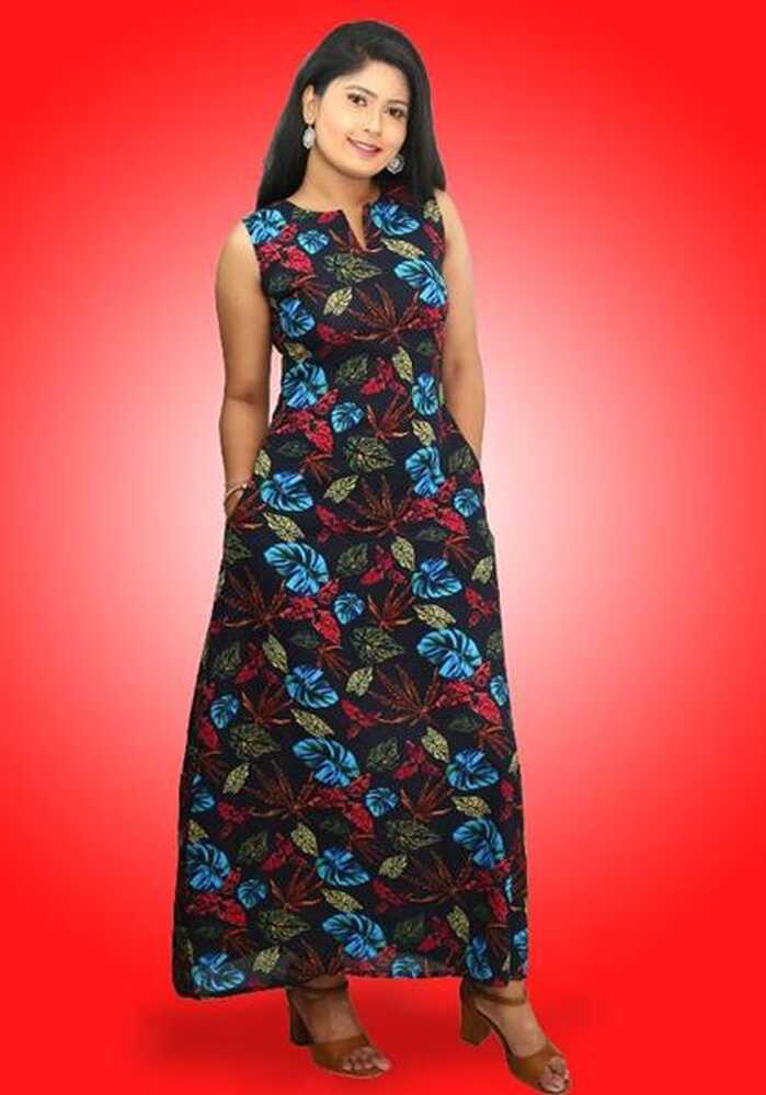 Sleeveless A-line Maxi Dress with Pockets-SunMart Lanka