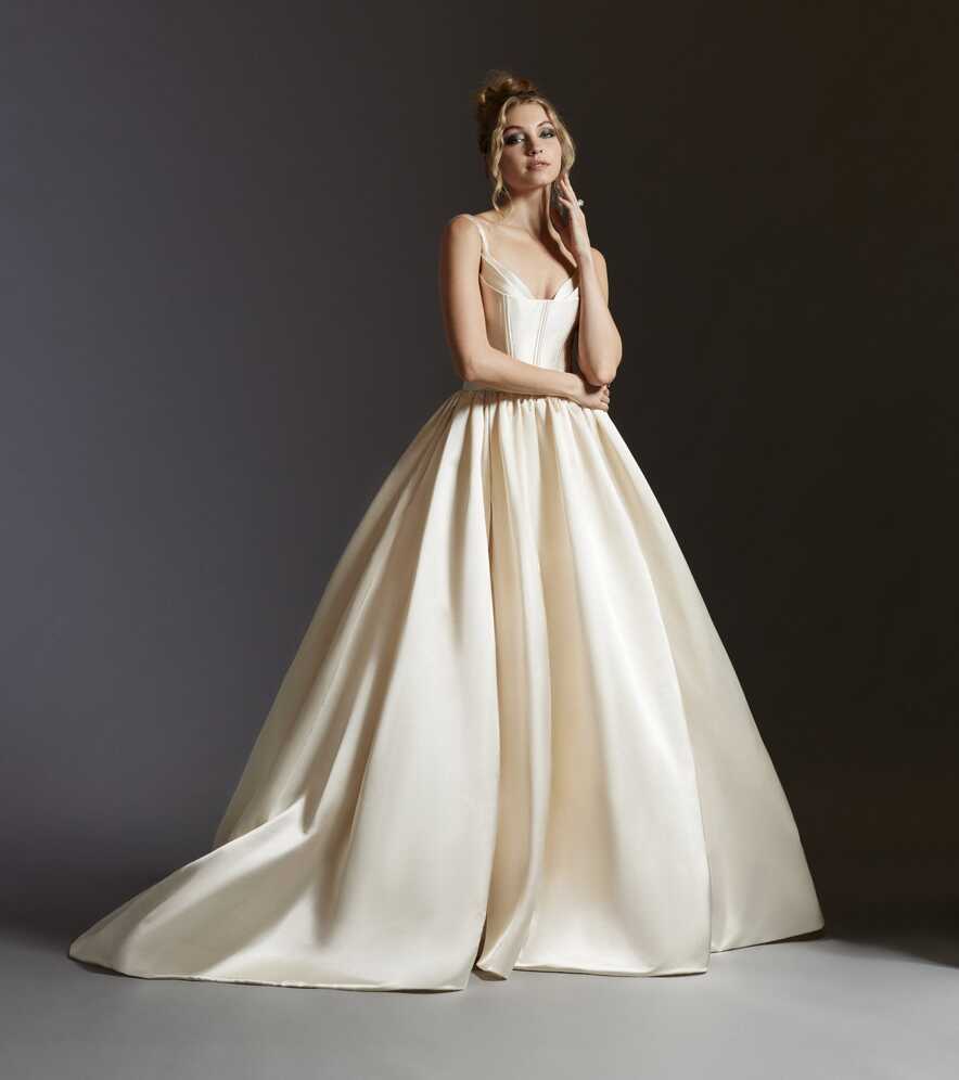 Sleeveless Satin Ball Gown Wedding Dress With French Corset Bodice ...