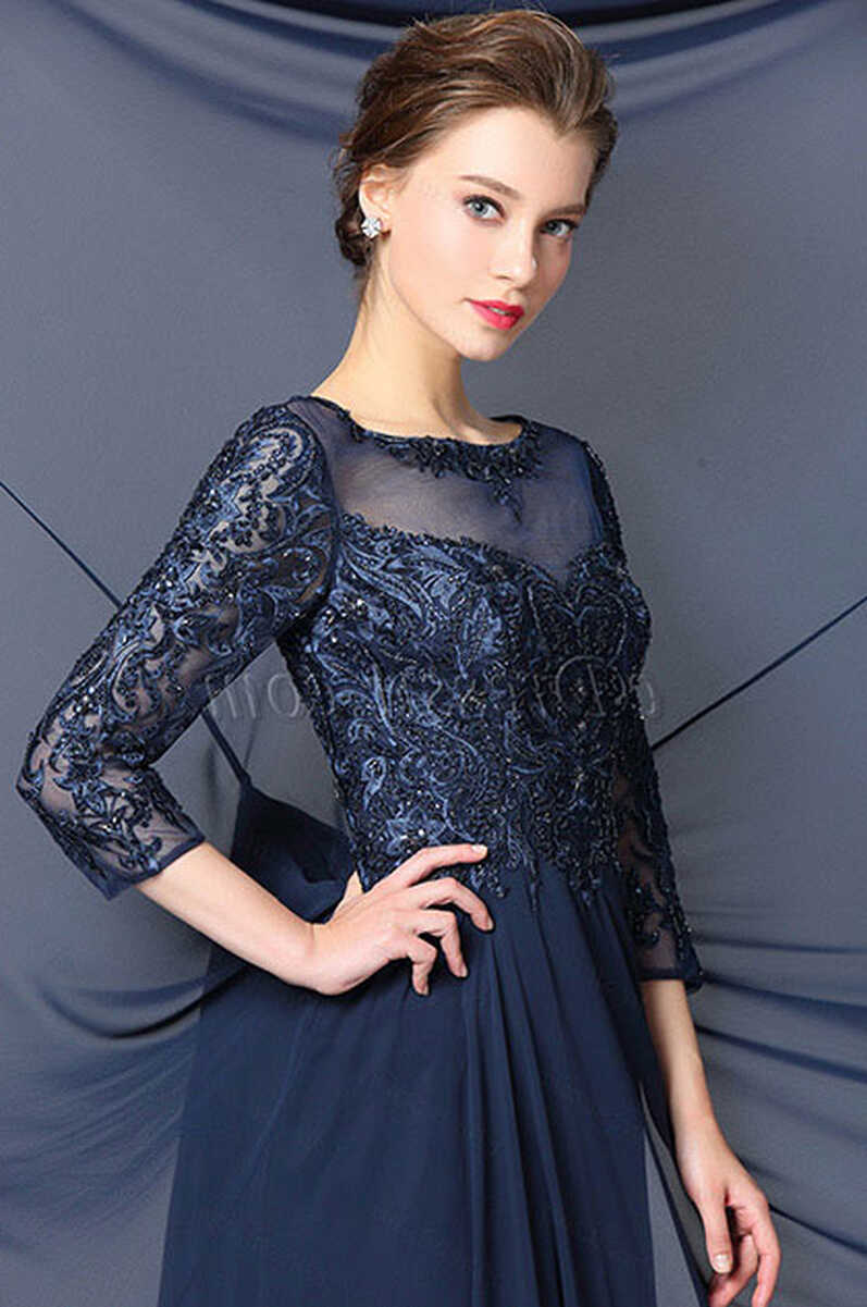 Sleeves Navy Blue Evening Dress Formal Gown (36183005 ...