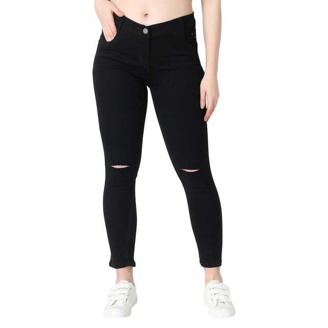 Slim Ladies Knee Cut Black Jeans at Rs 400/piece in Ghaziabad | ID ...