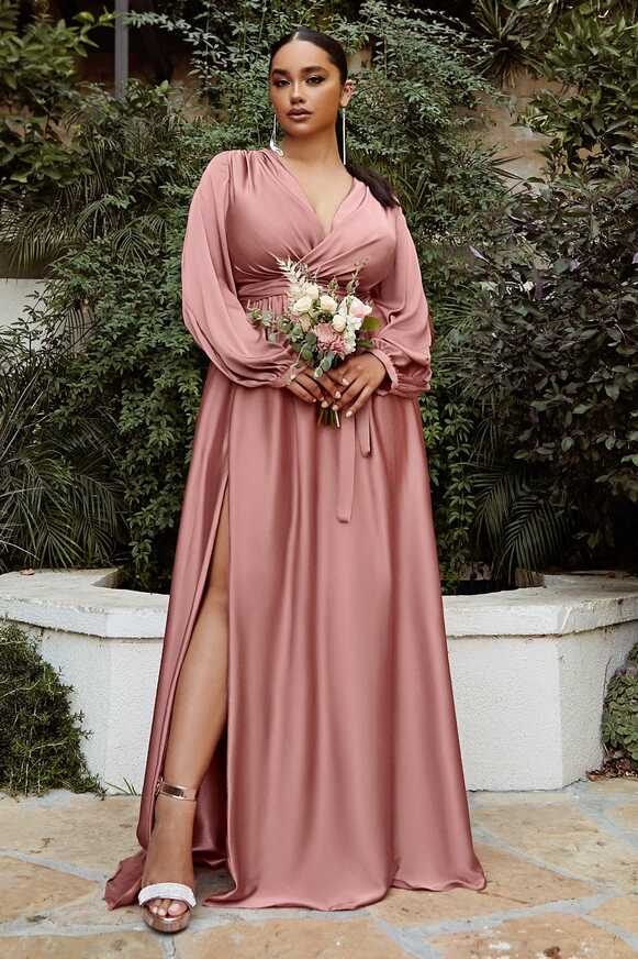 Smoky Blue Cinderella Divine 7475C Plus Size Formal Long Sleeve ...