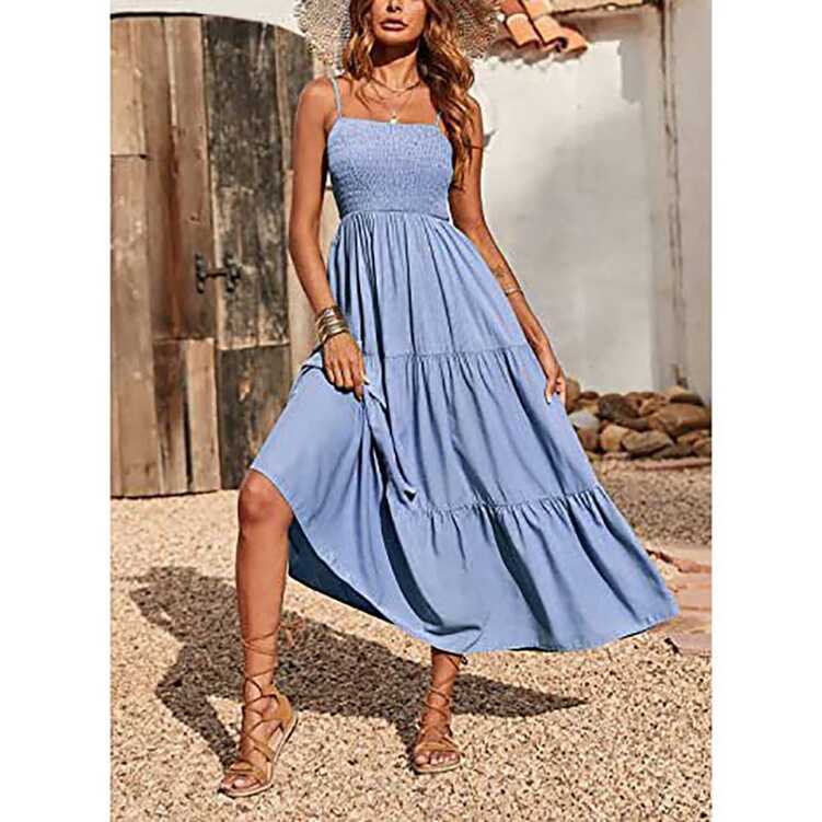 Softmallow Womens Boho Maxi Dress Casual Summer Sleeveless ...