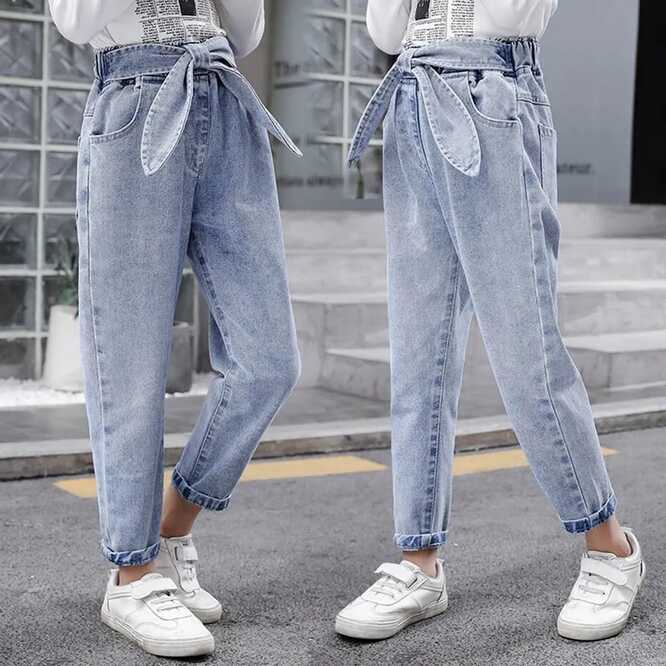 Solid Summer Jeans For Girls Fashion Bow Girls Jeans Pants Casual ...