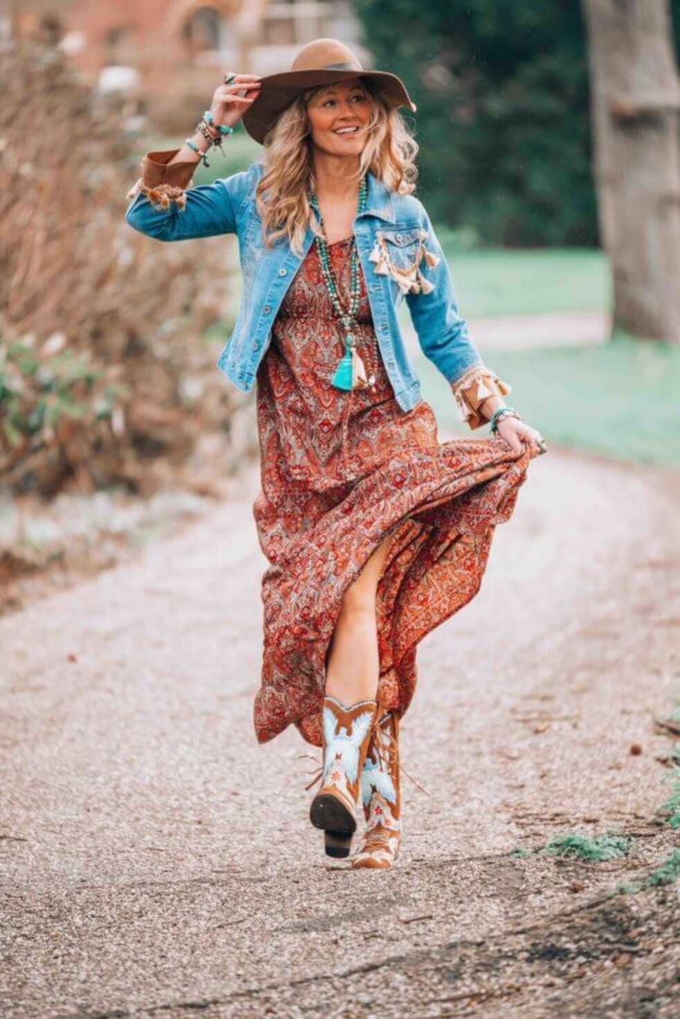 Some fabulous cowboy boots and a vintage maxi dress