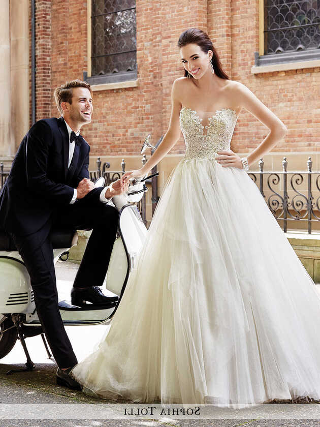 Sophia Tolli Strapless Shimmer Tulle Ball Gown Wedding Dress ...