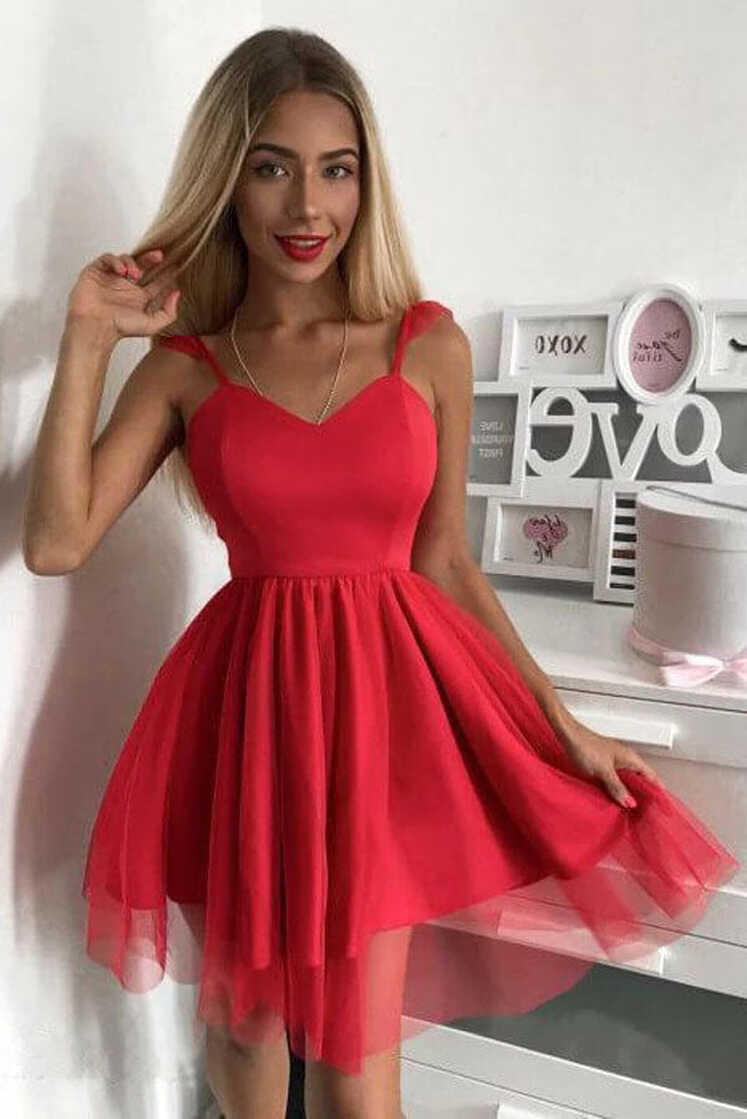 Spaghetti Strap Red Short Prom Dress Mini Homecoming Dress,MH465 ...