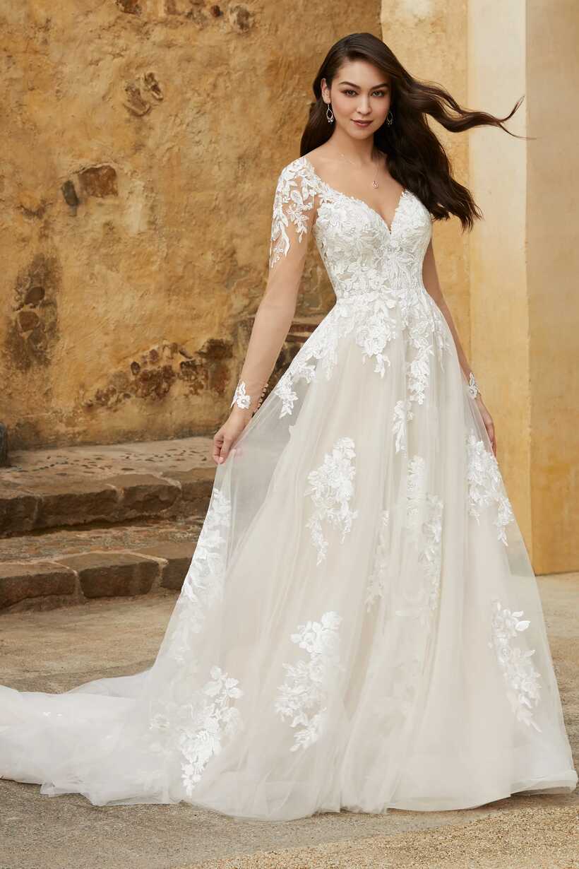 Sparkly Long Sleeve Lace A-Line Wedding Dress | Sophia Tolli ...