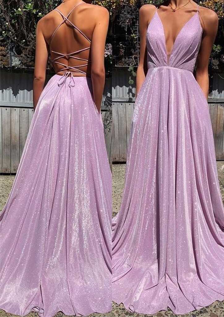 Sparkly Purple Glitter Sequin Prom Dresses Long Evening Gowns ...