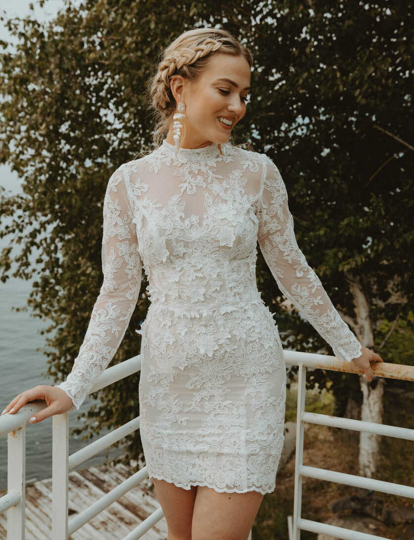 Sparrow Short Wedding Dress with Sleeves | Dreamers and Lovers