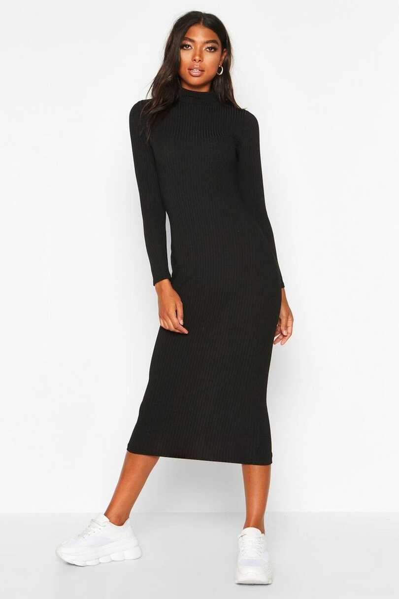 Spot Pop Fashion | Black dress accessories, Ribbed dress outfit ...