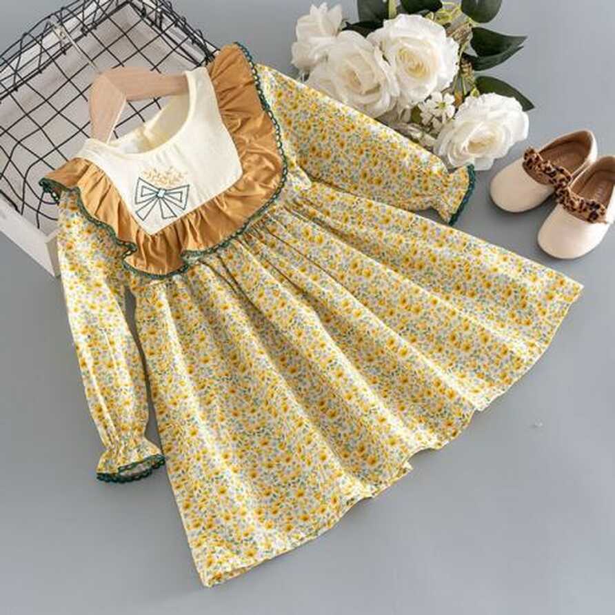 Spring Kids Girls Clothes Baby Floral Frill Dresses For Toddler ...