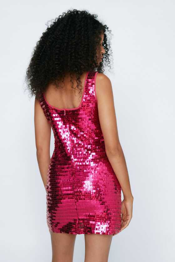 Square Strap Slit Sequin Mini Dress | Nasty Gal