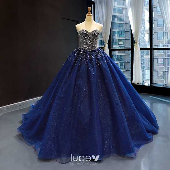 Starry Sky Royal Blue Prom Dresses 2023 Ball Gown Sweetheart ...