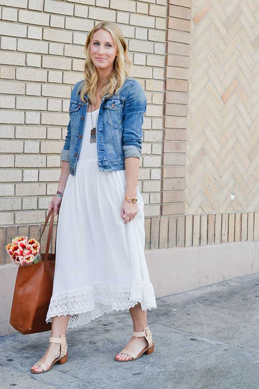 Stepping Into Spring | Denim jacket with dress, Stylish denim, How ...