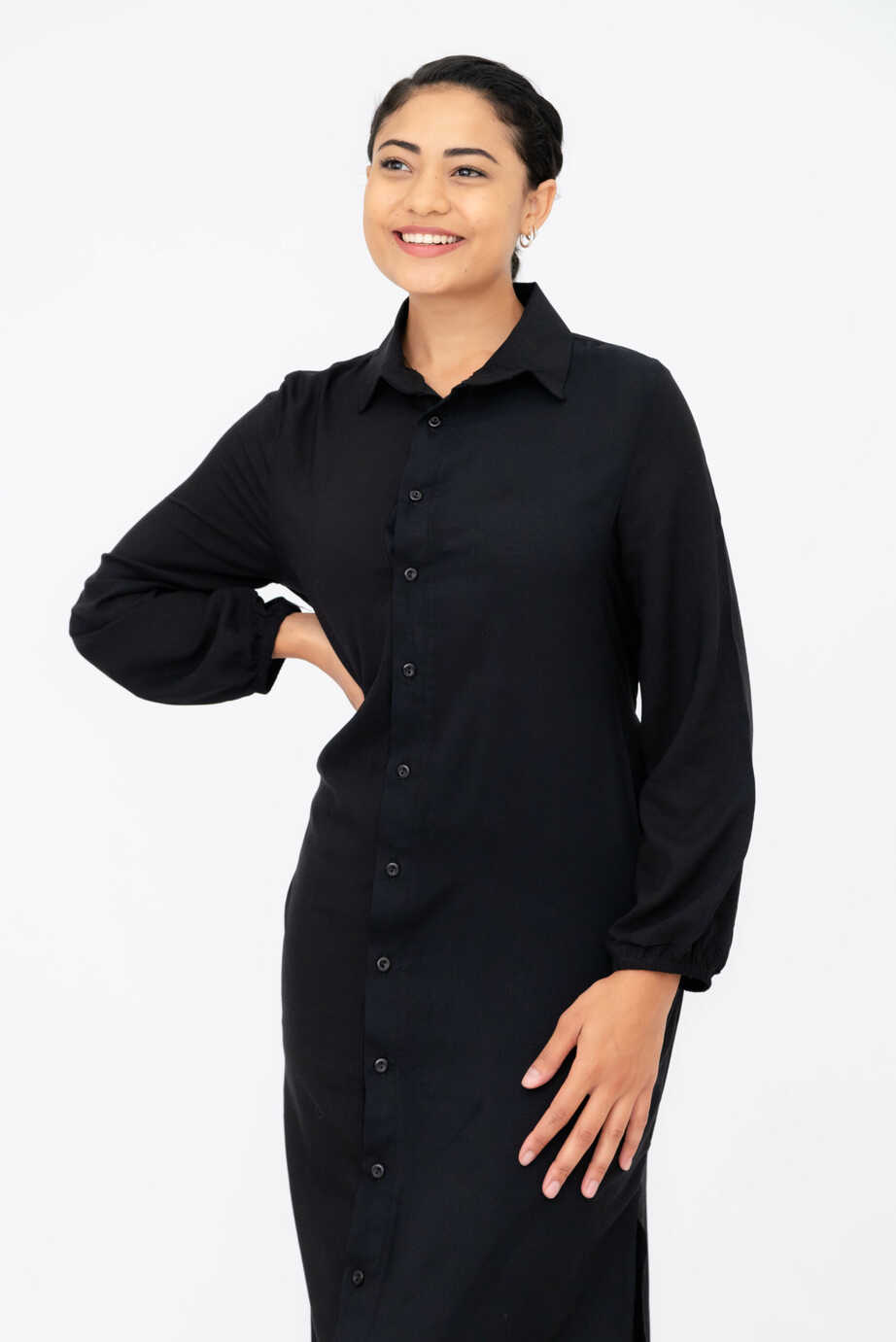 Stevie Long Sleeve Black Shirt Dress – 99 Rands