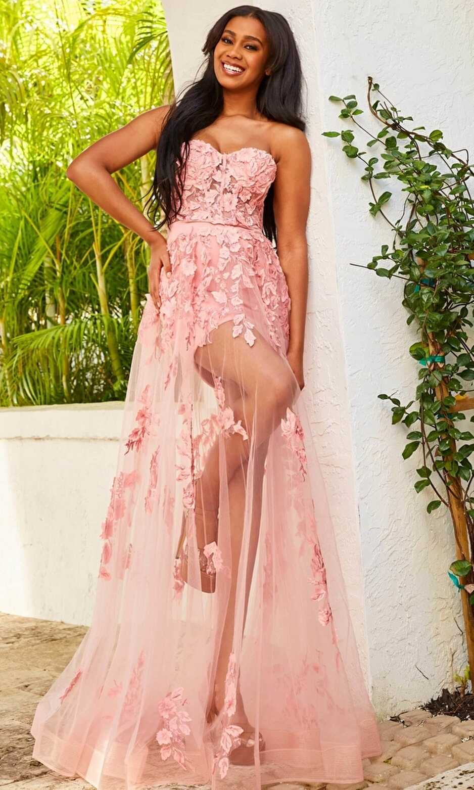 Strapless Jovani Sheer Sexy Prom Dress 02845 -PromGirl