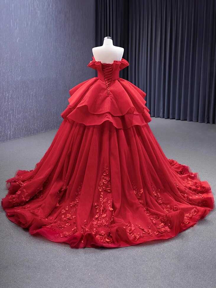 Strapless Prom Elbise Red Quinceanera Elbisesi Bridal Ball ...