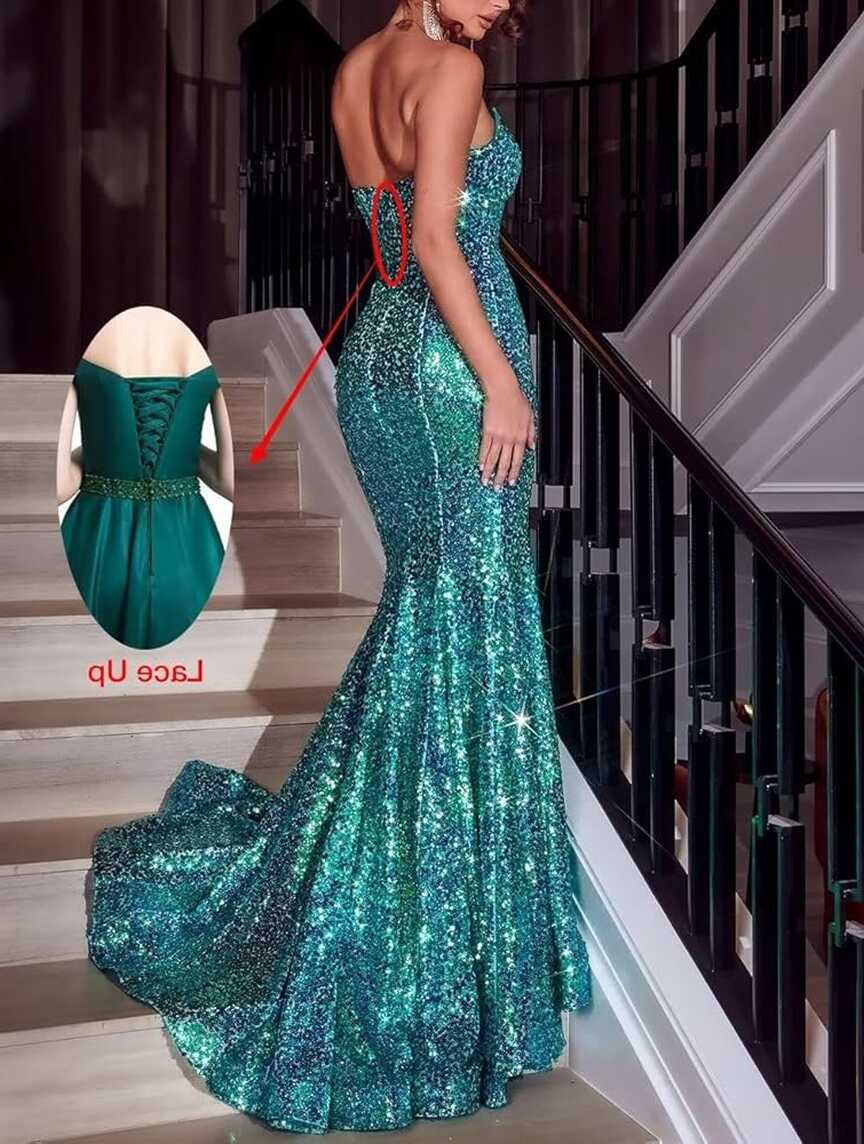 Strapless Sequin Prom Evening Dresses Long Plus Size Sexy Bodycon ...