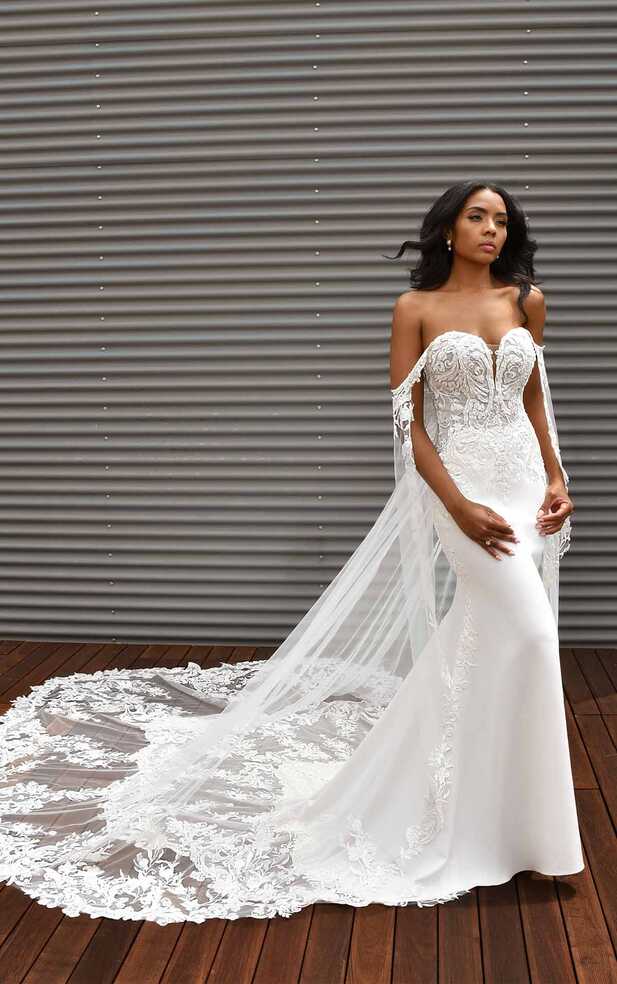 Strapless Sheath Lace Wedding Dress With Detachable Train ...