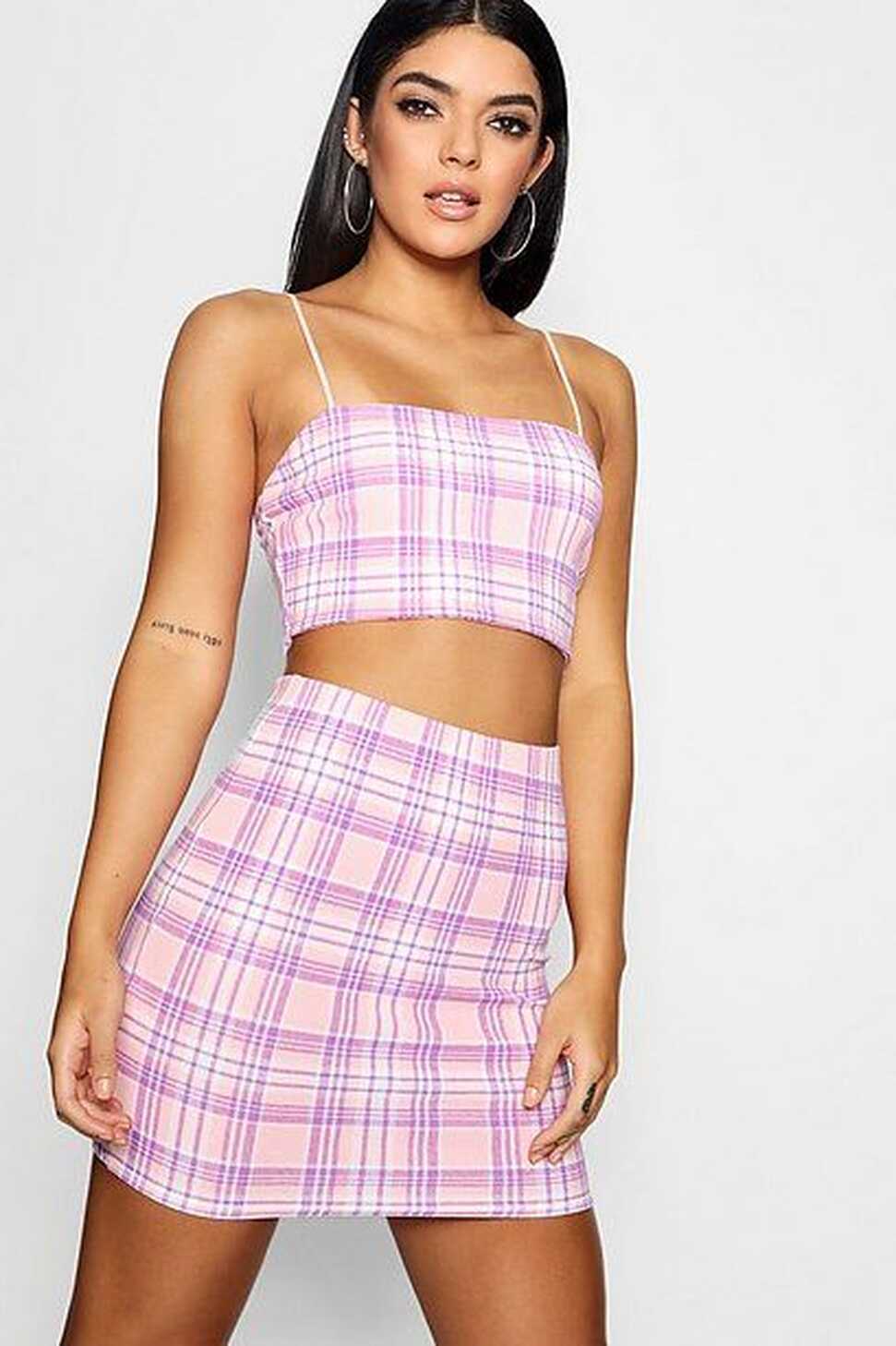 Strappy Crop And Mini Skirt Two-Piece Set