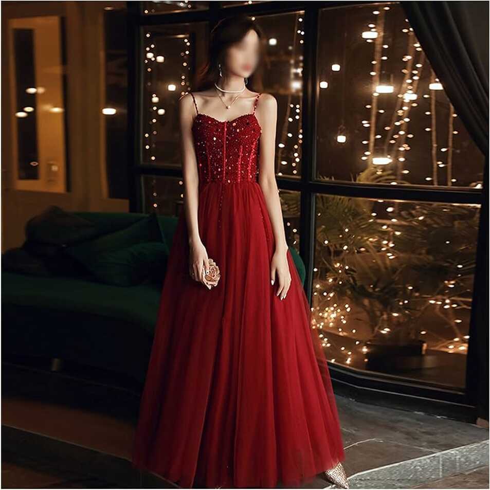 Straps Prom Dresses Long Sweetheart Sleeveless Wine Red Tulle ...