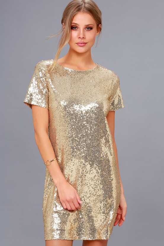 Stunning Gold Sequin Dress - Sequin Sheath Dress - Lulus