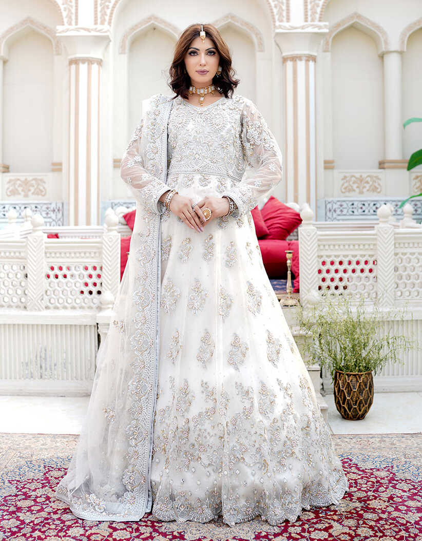 Stunning Off-White Unstitched Maxi - A Pakistani Bridal ...