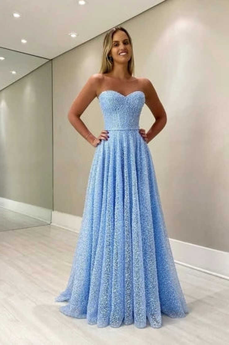 Stunning Sweetheart Light Blue Long A Line Prom Dress Y0405 ...