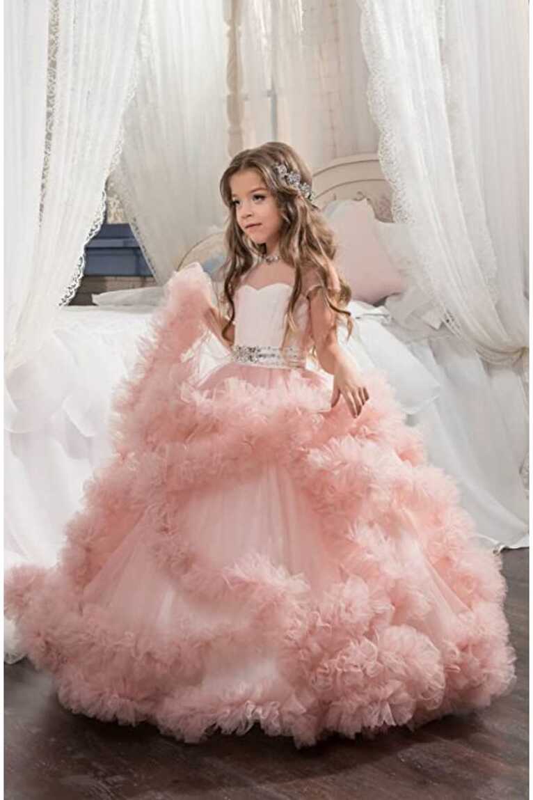 Stunning V-Back Luxury Pageant Tulle Ball Gowns for Girls