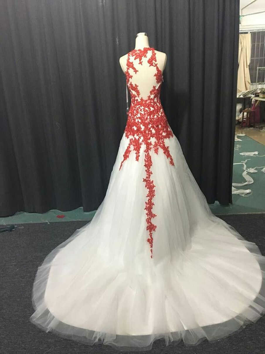 Style #012817 Red and White Halter Style Wedding Dresses – DARIUS ...