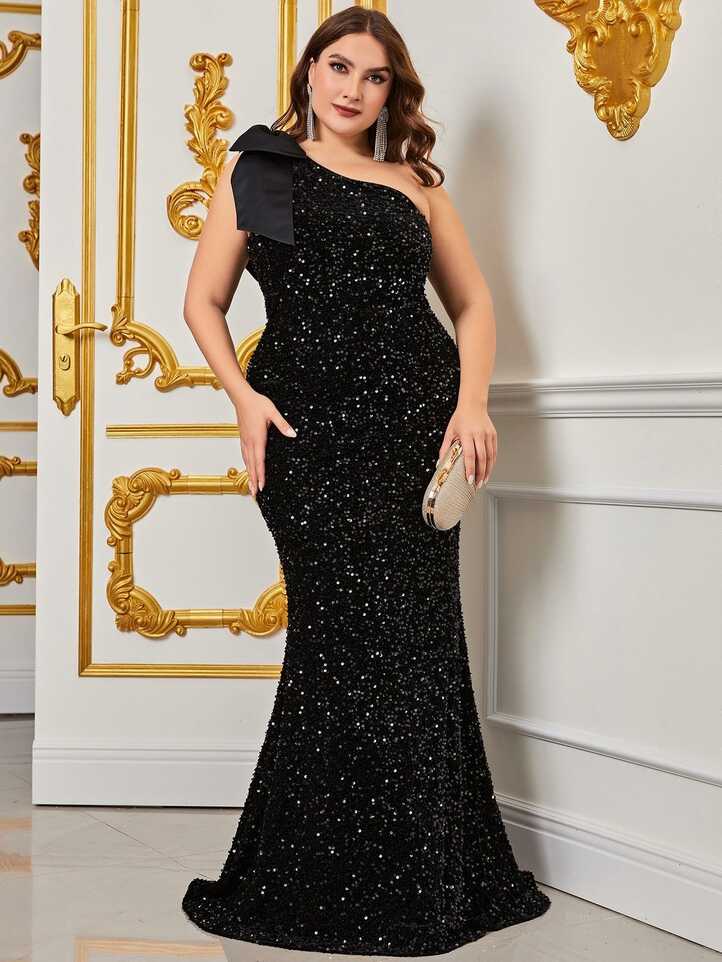 Style FSWD0390P Faeriesty Size 3X Prom One Shoulder Sequined Black ...