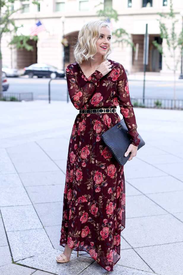 Styling Tips for a Long Sleeve Floral Maxi Dress | Poor Little It Girl