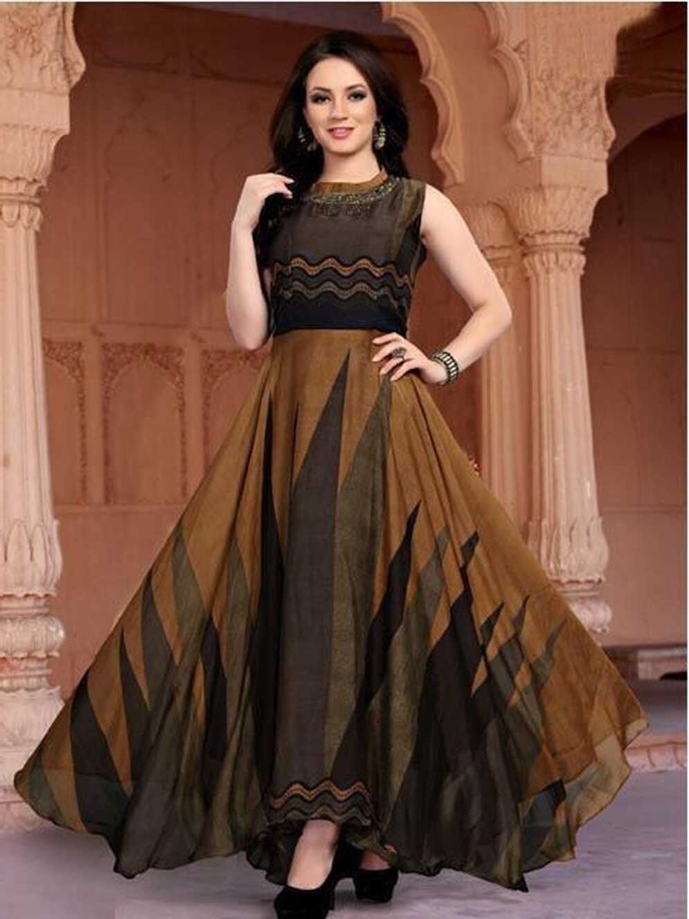 Stylish Brown Georgette Long Kurti