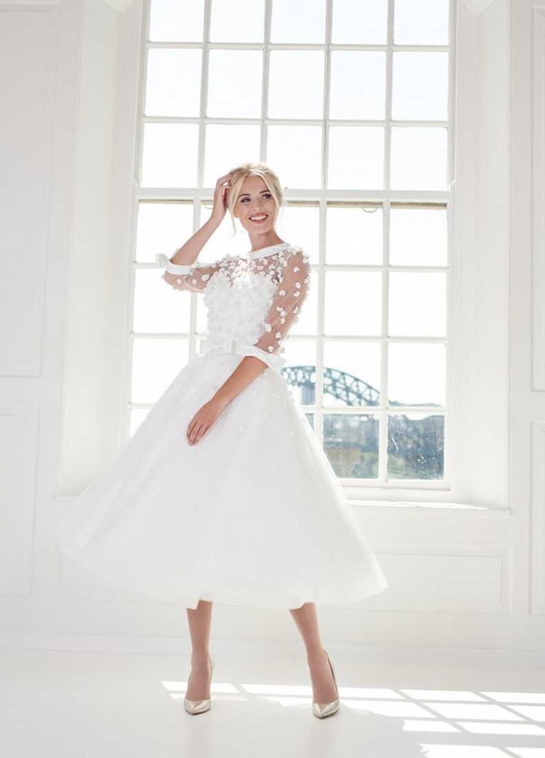 Stylish Short Wedding Dress with Sleeves - Cutting Edge ...