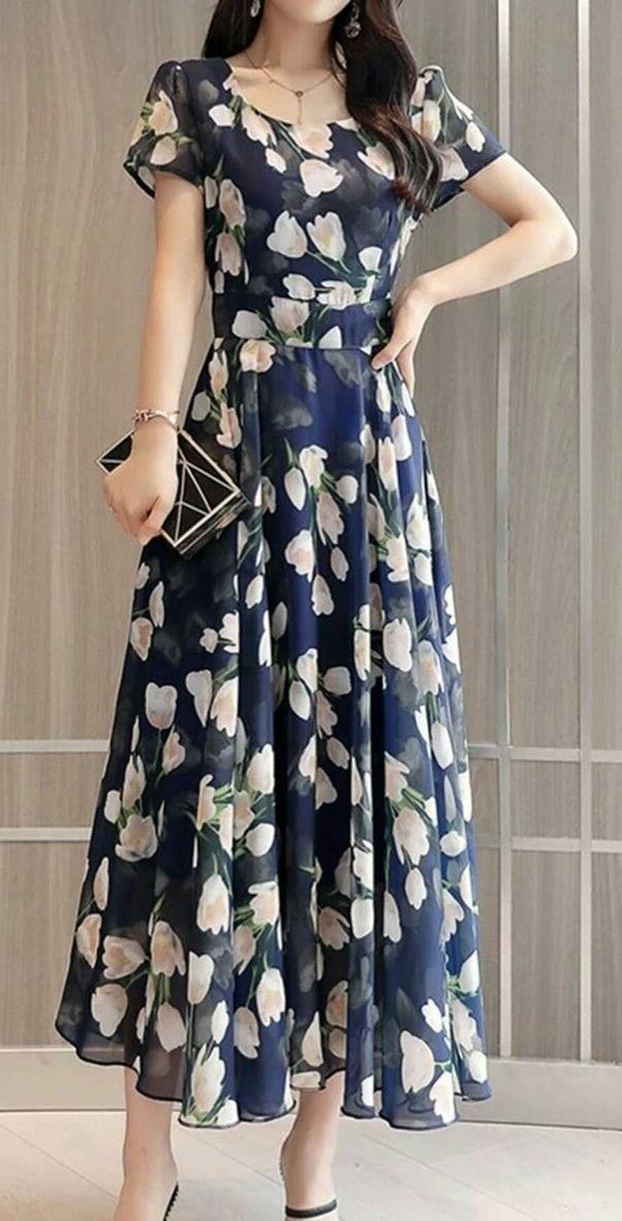 Stylish and gorgeous chiffon maxi frocks designs for girls