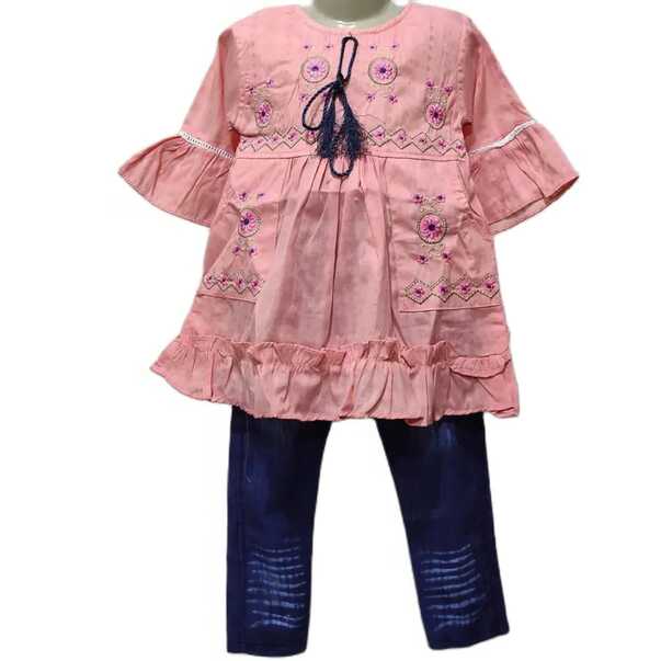 Stylish short sleeves cotton shirt summer dress for baby girls ...