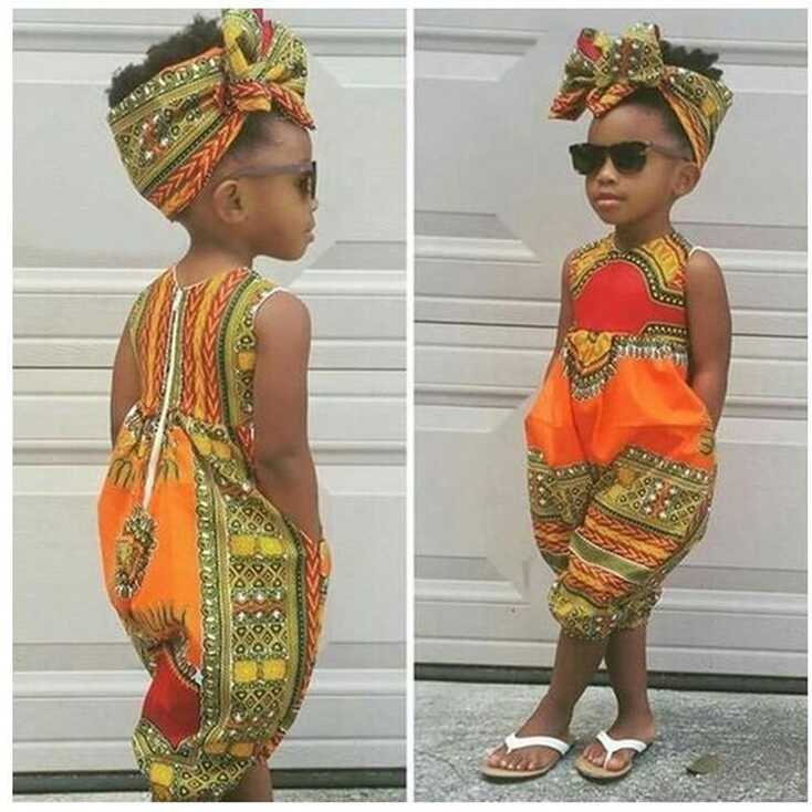 Summer African Dresses for Kids + Girls Dashiki Jumpsuit ...