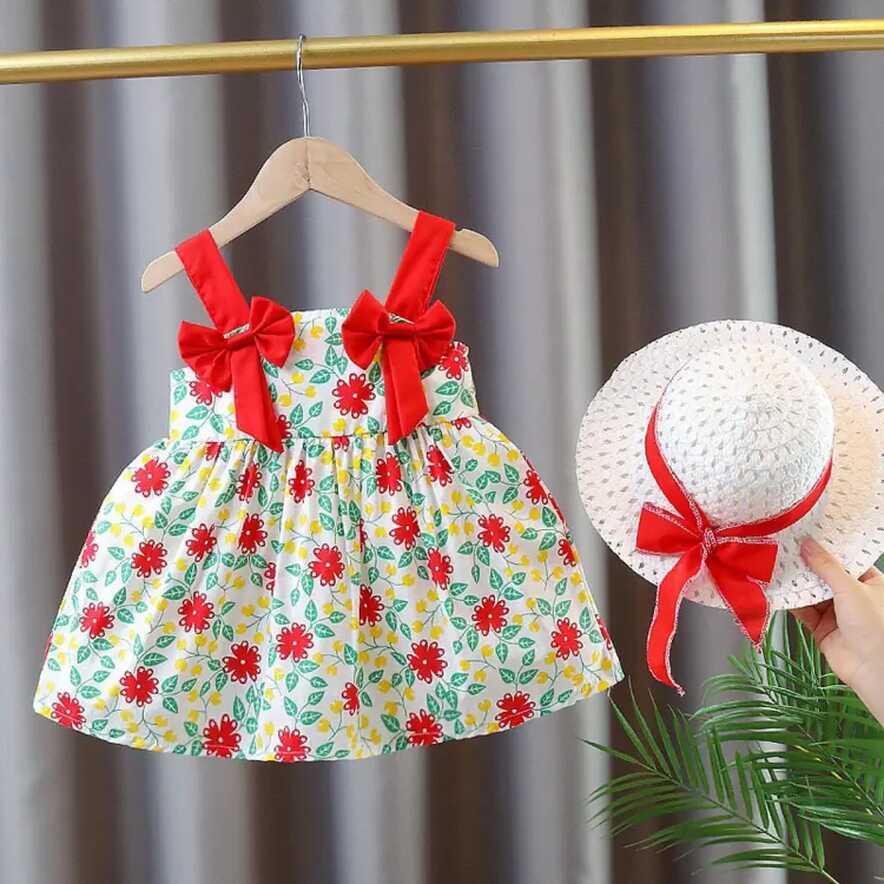 Summer Baby Girl Dresses Flower Bow Suspender Beach Dress ...