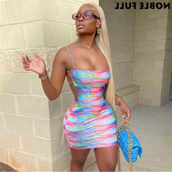 Summer Bandage Sexy Dress Colorful Open Back Bodycon Mini Sexy ...