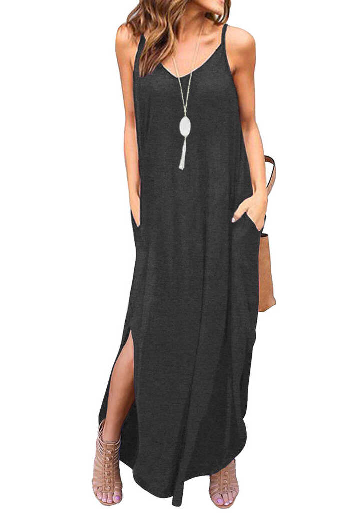 Summer Casual Loose Dress Beach Cover Up Long Cami Maxi Dresses ...