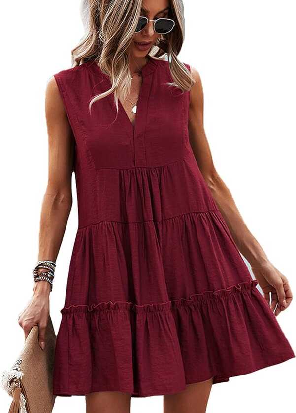 Summer Casual Womens Dresses, Cute Sleeveless V Neck Beach Dress ...