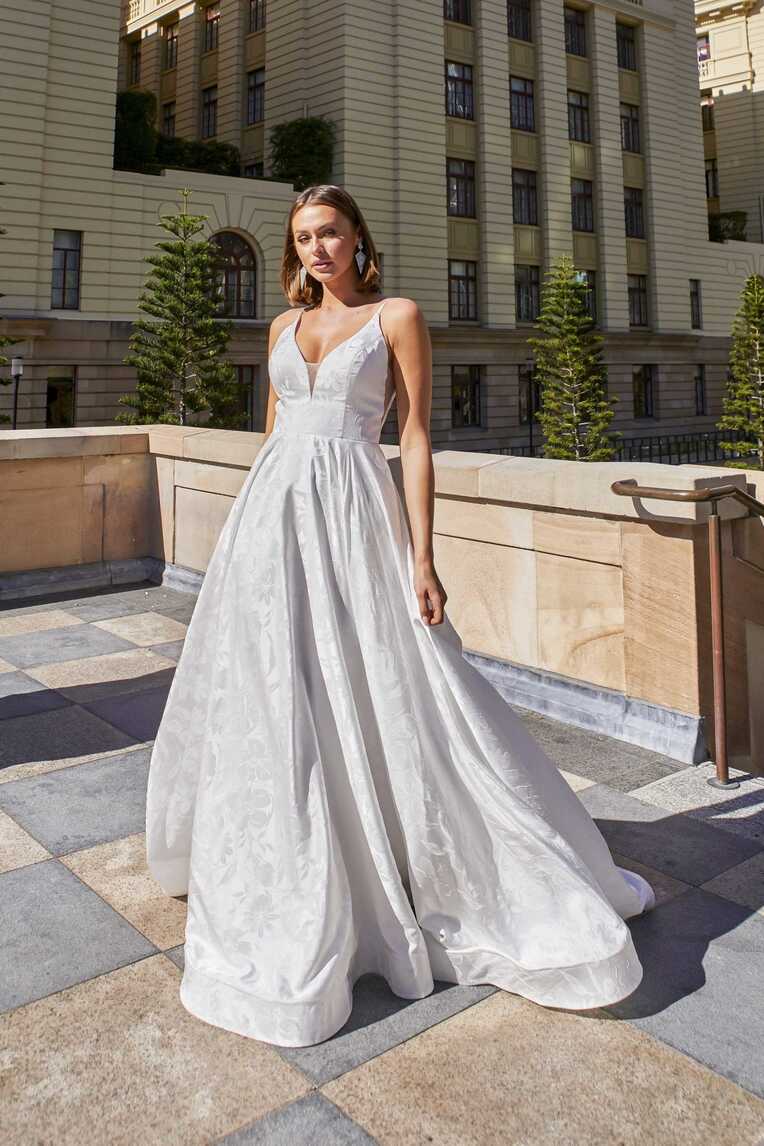 Summer Chapel Train Wedding Dress – TC385 | Sentani Boutique