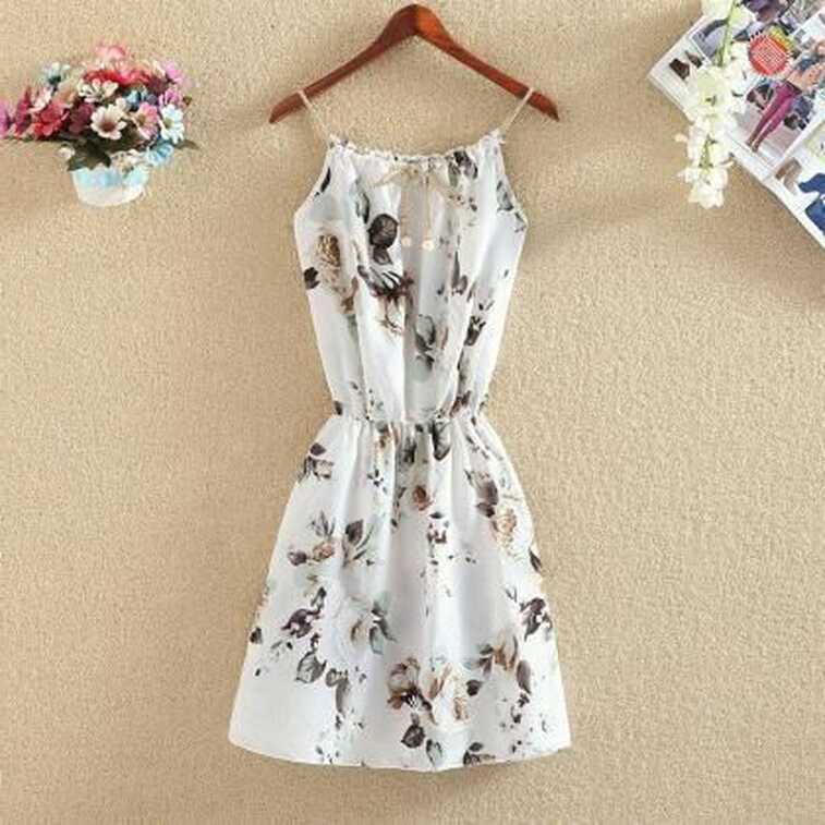 Summer Chiffon Floral Cute Short Dresses, Women Floral Dress ...