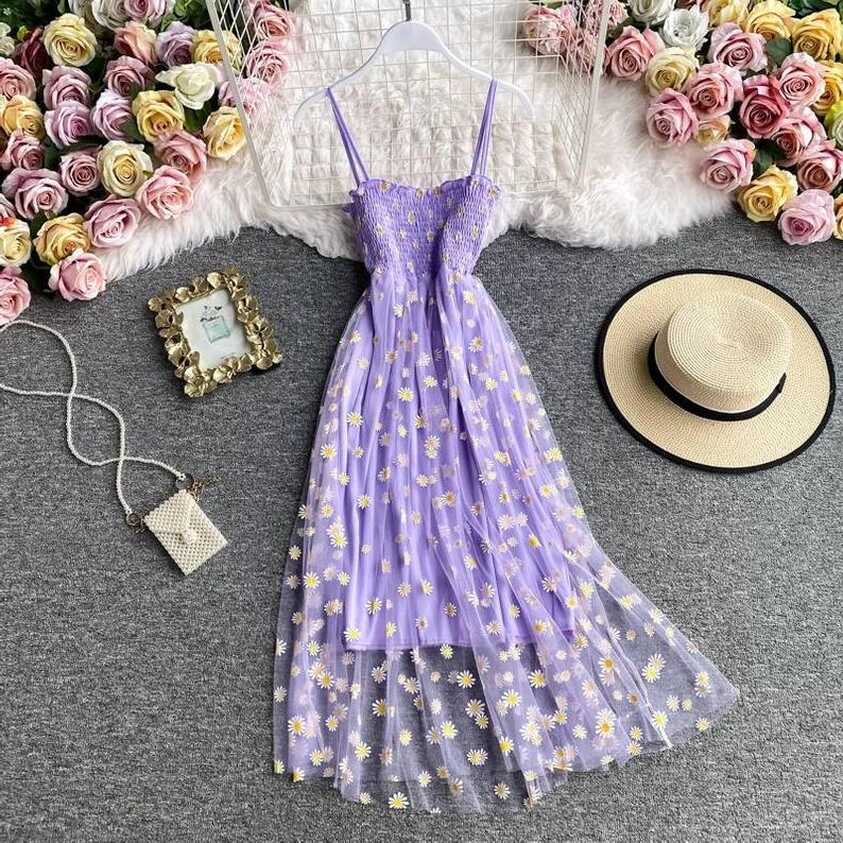 Summer Cottagecore Romantic Prom Milkmaid Daisy Aesthetic Women ...