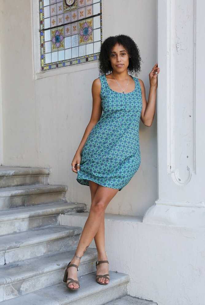 Summer Cotton Dress With Bubble Hemline, Knee Length Summer Dress ...