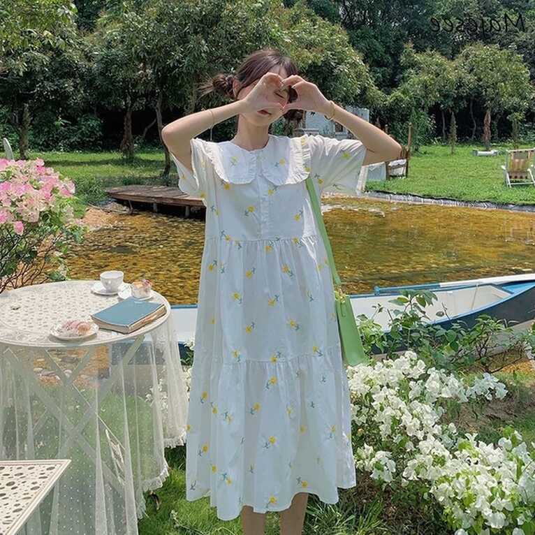 Summer Dress Korean Style Cute | Korean Cute Dress Short Sleeve ...