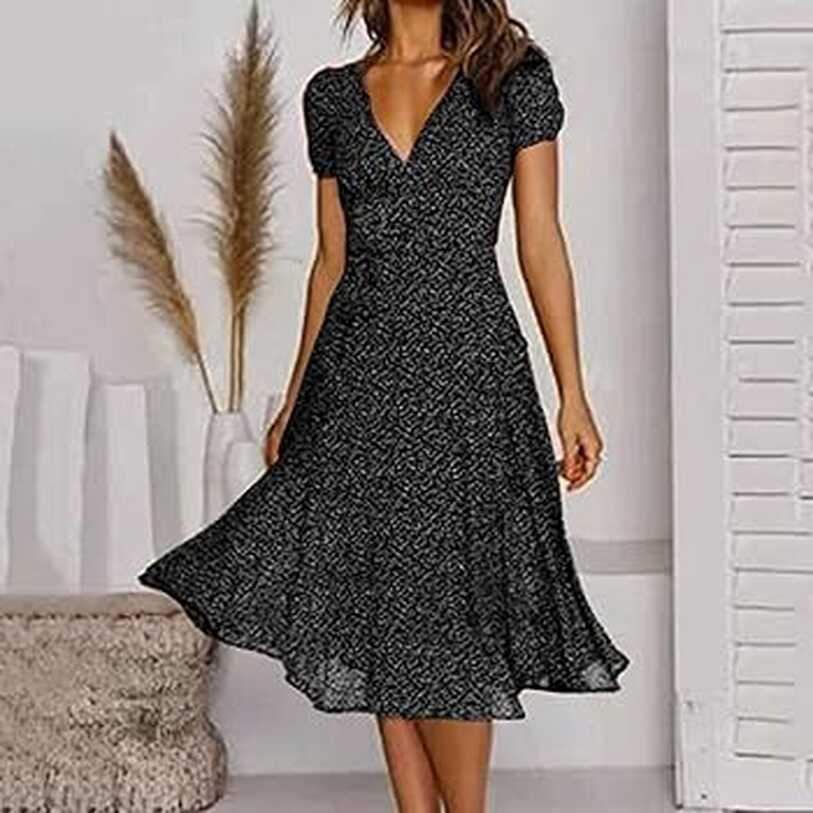 Summer Dress Women&#39;s Lightweight Knee-Length Dress Women&#39;s Elegant ...