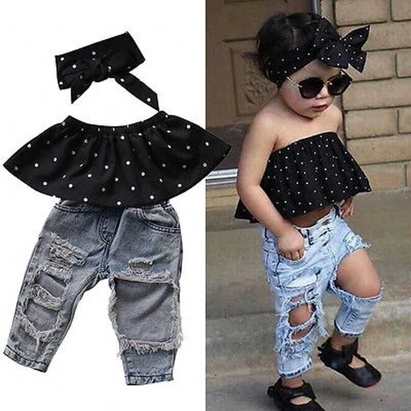 Summer Fashion Toddler Baby Girls Clothes Dot Sleeveless 3pcs Tops ...